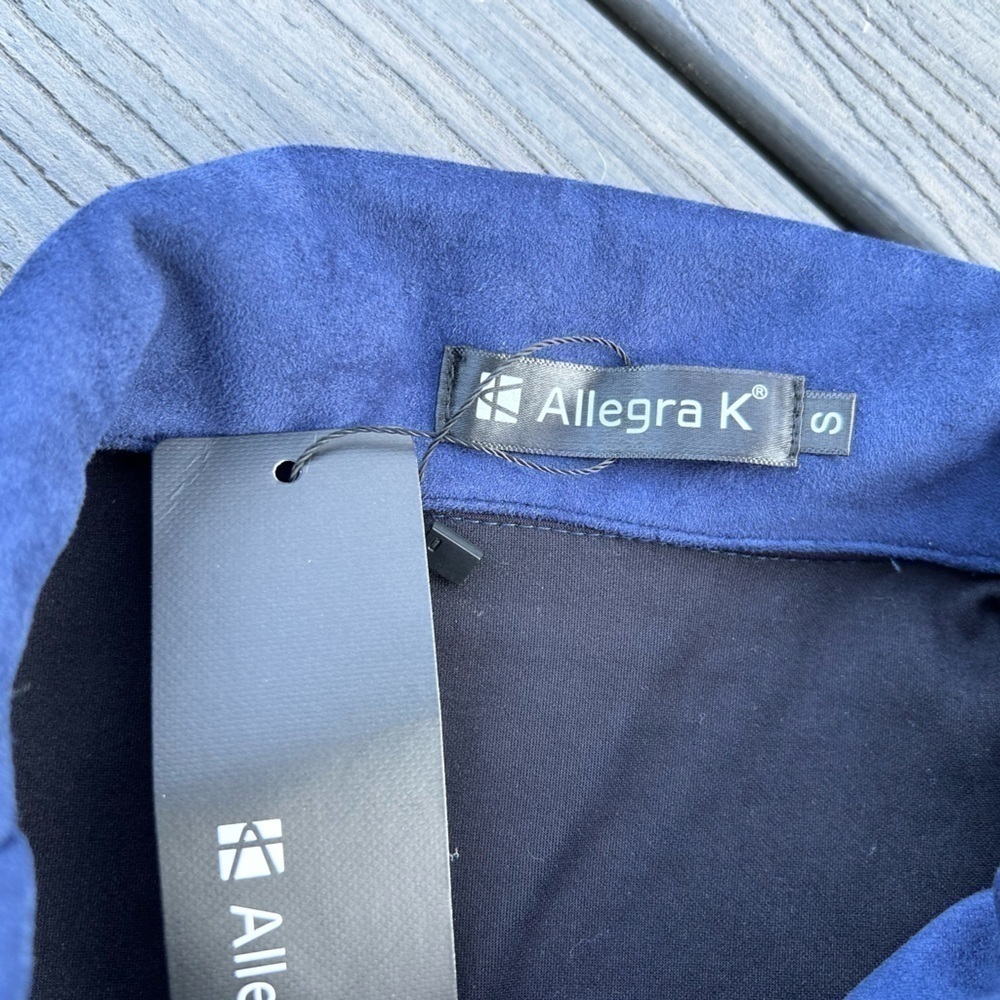 Allegra K Vegan Suede Cropped Moto Jacket S - Picture 5 of 8